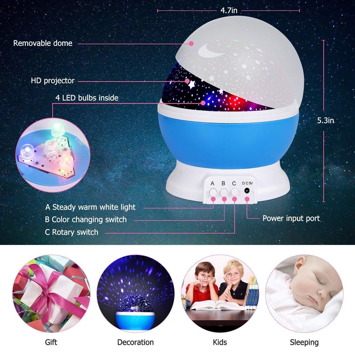Relaxing Warm Light Complete Your Dream With Star Moon Night Light